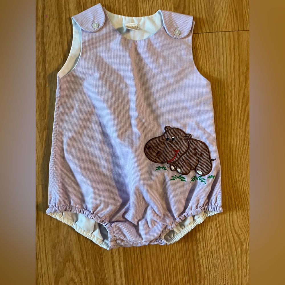 Rosalina Collections Hippo Bubble Romper 12‎ months